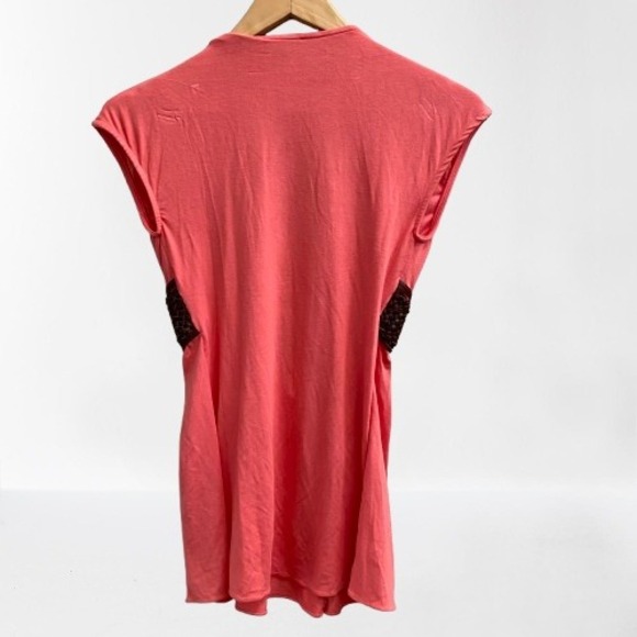 Sky Braided Plunge Neck Tunic Top Sleeveless Sexy Pink NEW Small - Picture 2 of 4